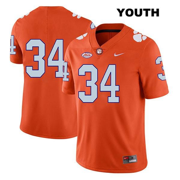 Youth Clemson Tigers #34 Logan Rudolph Stitched Orange Legend Authentic Nike No Name NCAA College Football Jersey STB2746EX